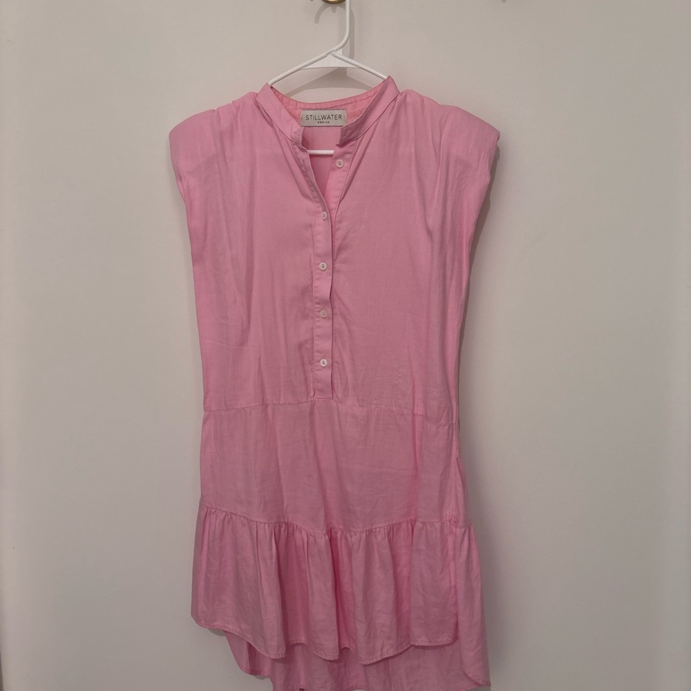 Stillwater Pink Tiered Tie Waist Dress